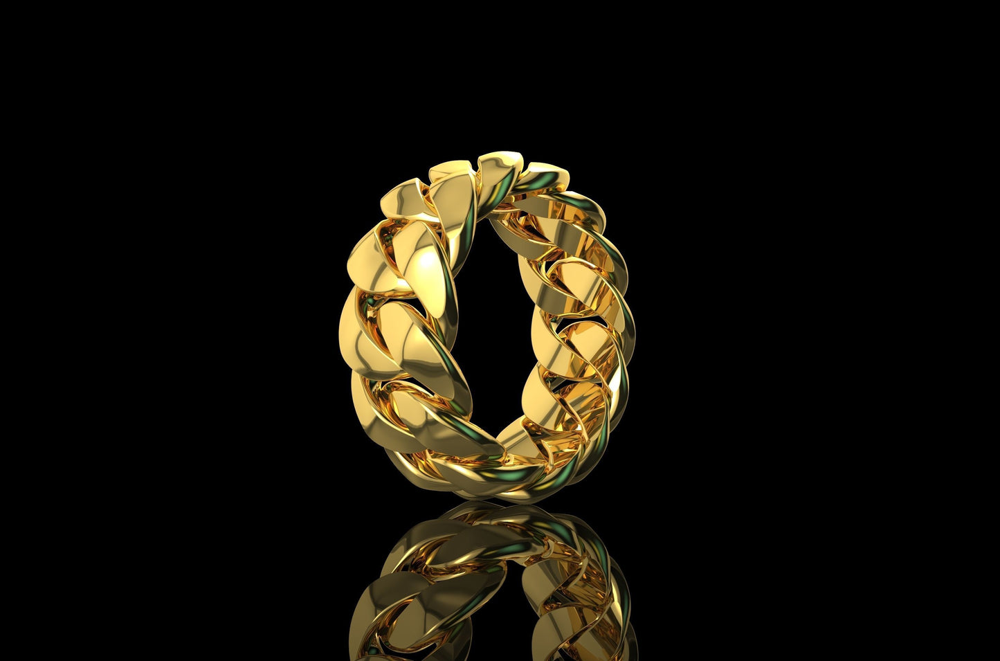 Gold Miami Cuban Link Ring