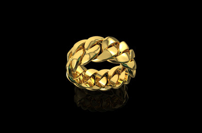 Gold Miami Cuban Link Ring