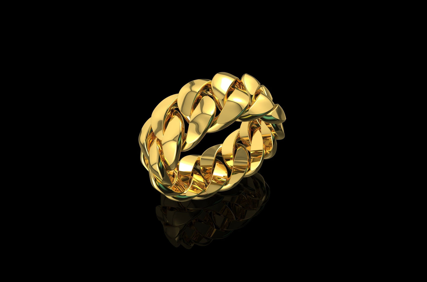 Gold Miami Cuban Link Ring